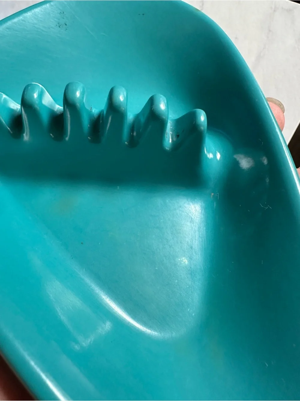 Anholt Vintage Ashtray turquoise Boomerang Melamine MCM Kitsch plastic
